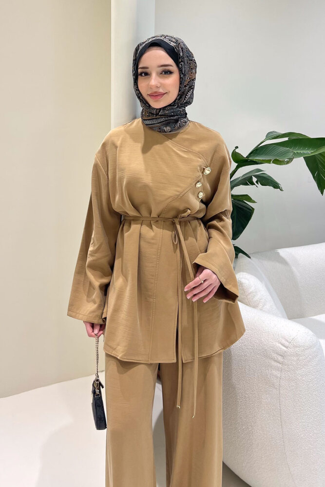 Mirelda Kruvaze Modal Takım - Camel - 2