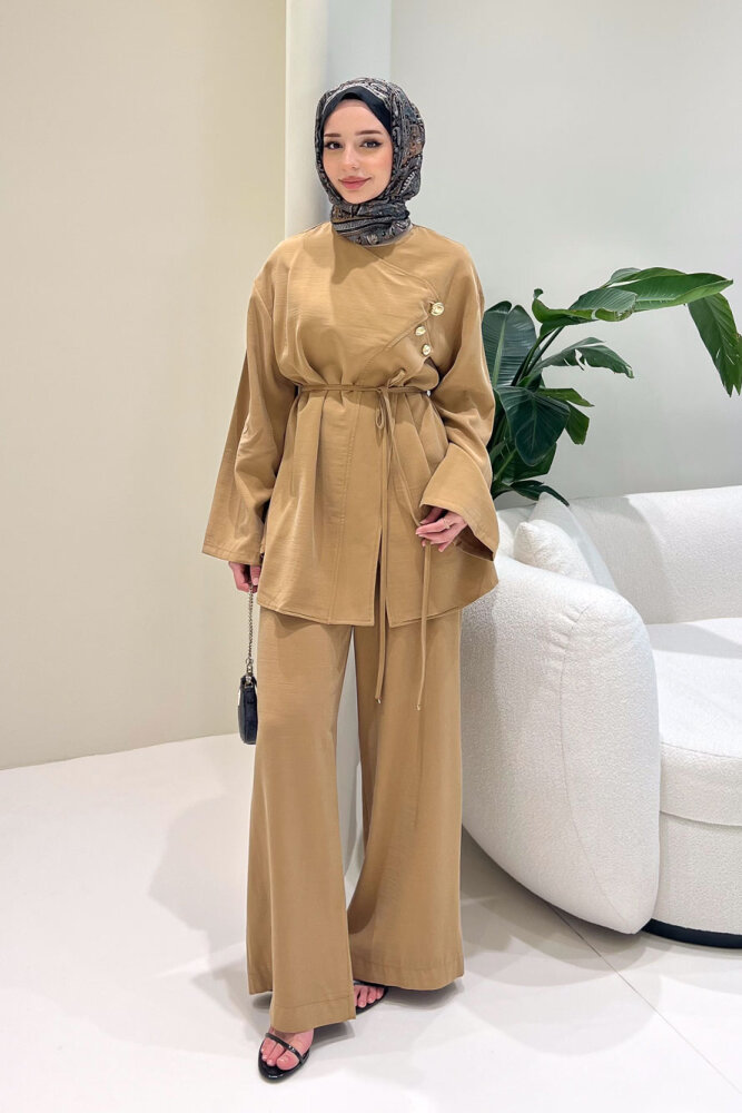 Mirelda Kruvaze Modal Takım - Camel - 3