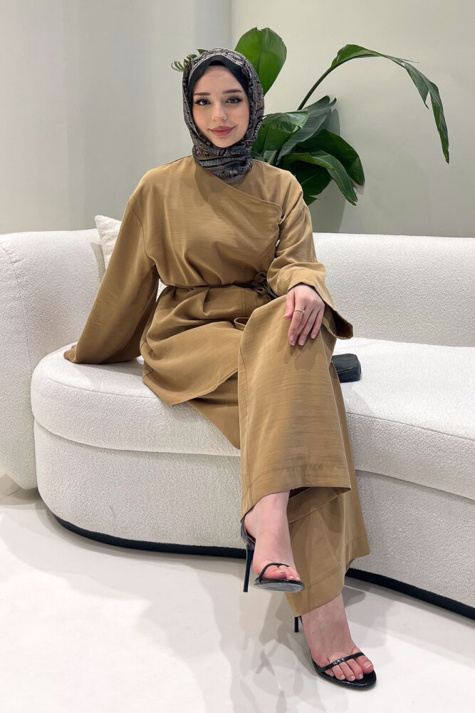 Mirelda Kruvaze Modal Takım - Camel - HEWES (5)