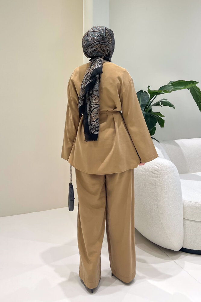 Mirelda Kruvaze Modal Takım - Camel - 8