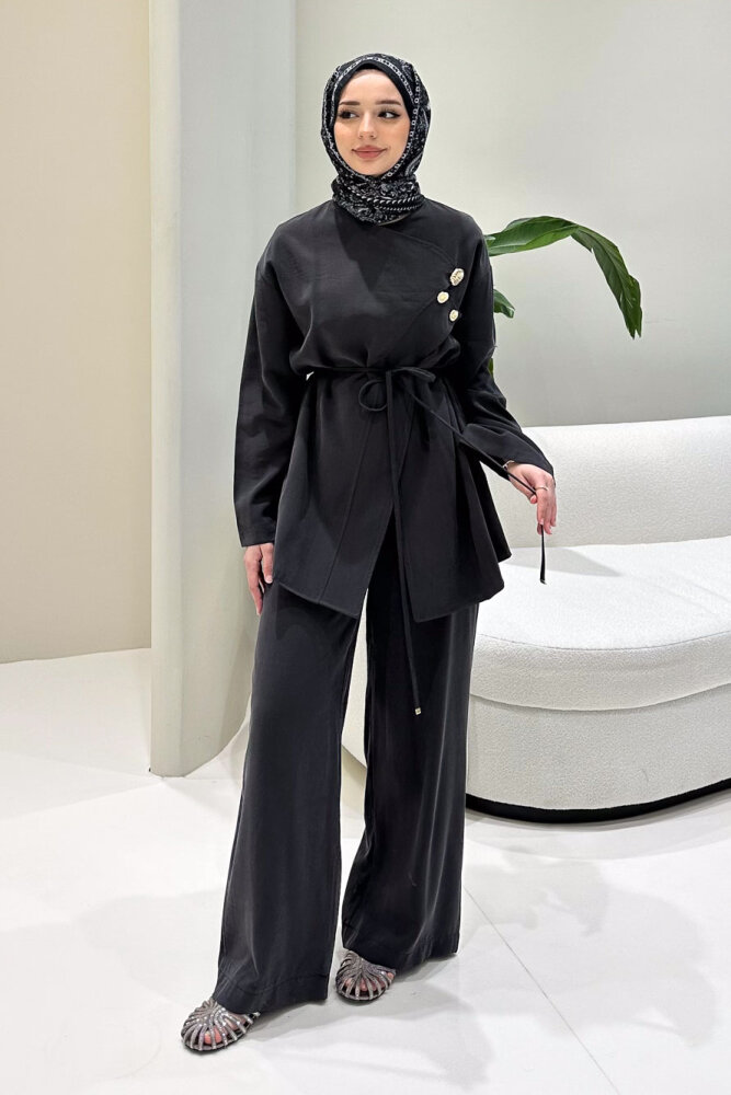 Mirelda Kruvaze Modal Takım - Siyah - HEWES (3)