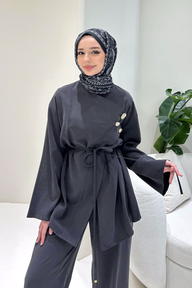 Mirelda Kruvaze Modal Takım - Siyah - 6