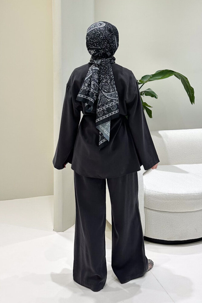 Mirelda Kruvaze Modal Takım - Siyah - 7