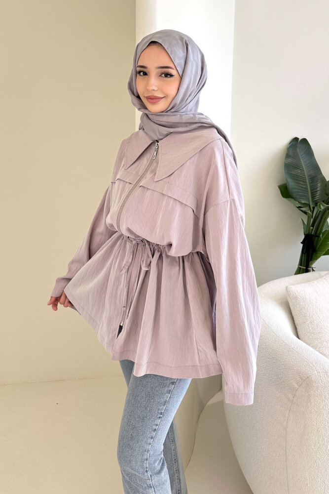  Miso Tünel Detaylı Oversize Kap - Gül kurusu - İKOL (3)