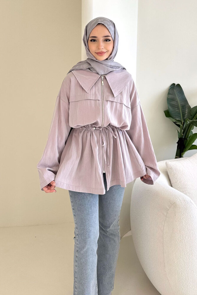  Miso Tünel Detaylı Oversize Kap - Gül kurusu - 2