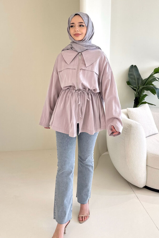  Miso Tünel Detaylı Oversize Kap - Gül kurusu - 3