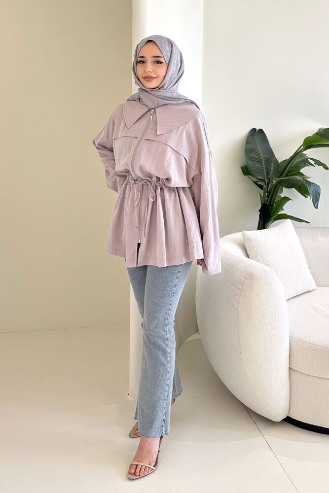  Miso Tünel Detaylı Oversize Kap - Gül kurusu - 7