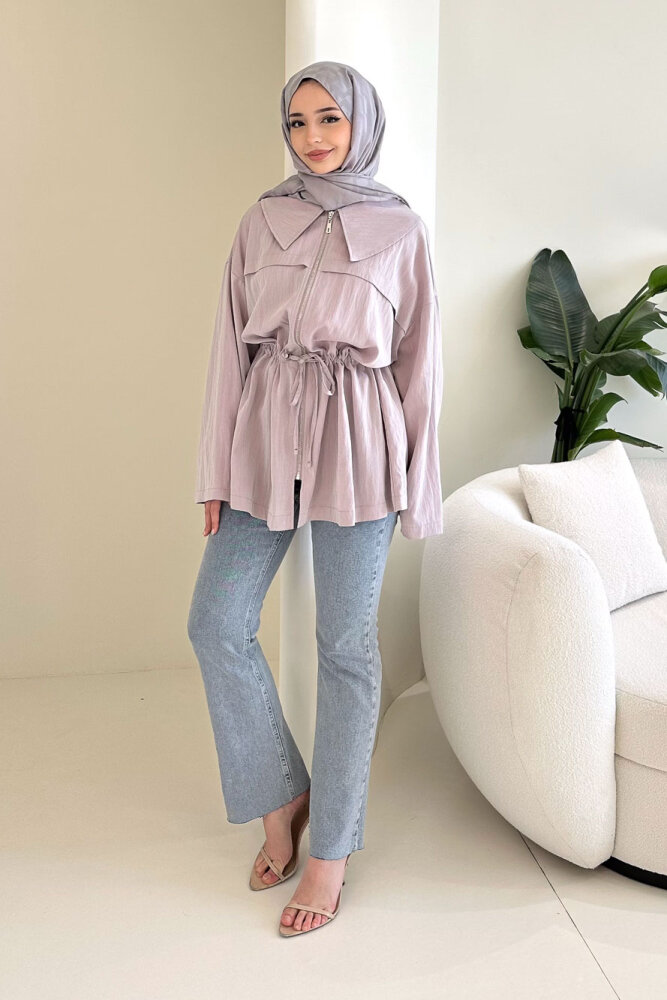  Miso Tünel Detaylı Oversize Kap - Gül kurusu - 1