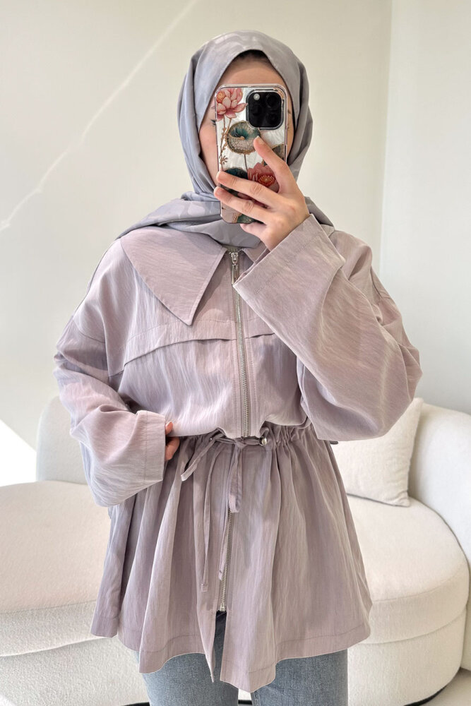  Miso Tünel Detaylı Oversize Kap - Gül kurusu - 8