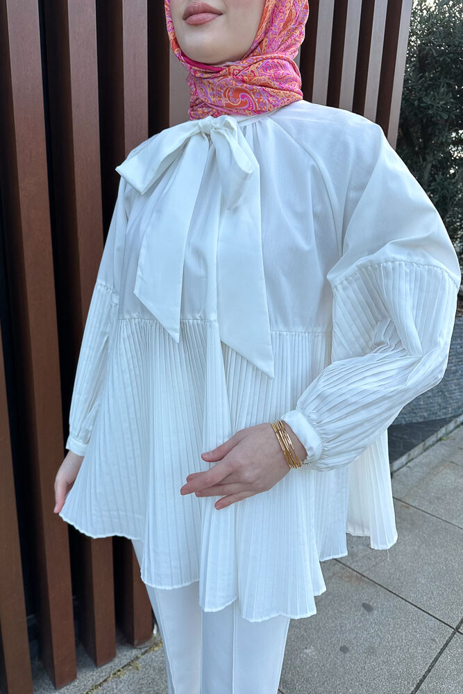 Missy Piliseli Gömlek - Ekru - HENZA (5)