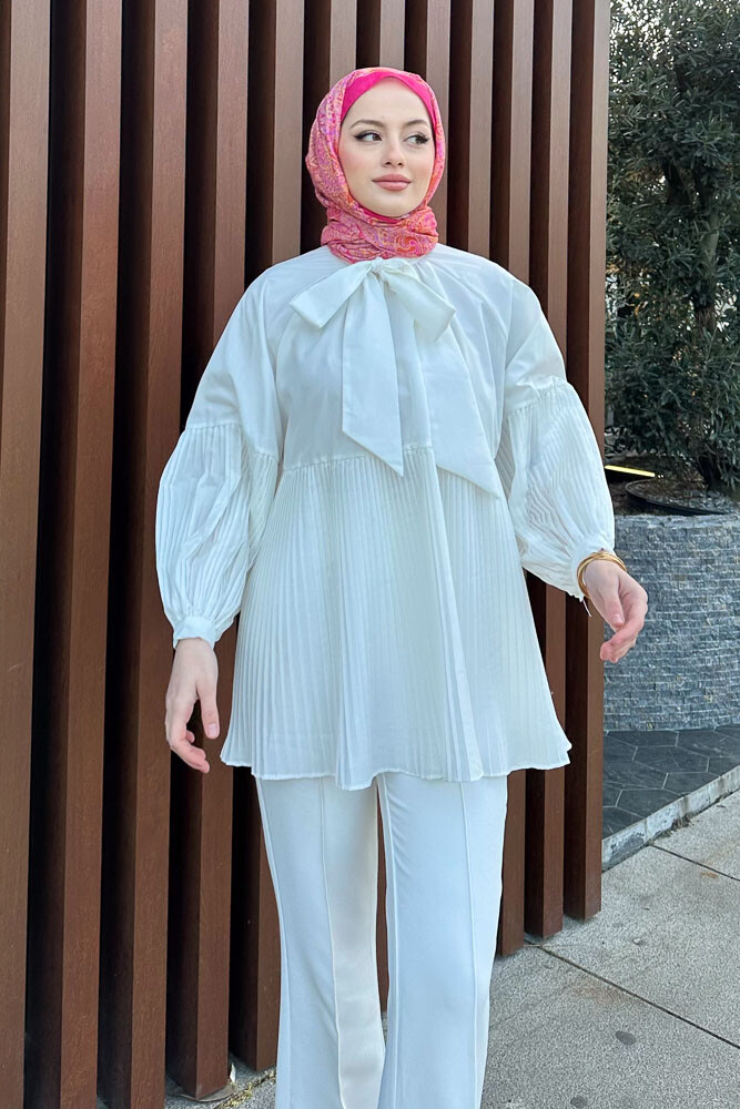 Missy Piliseli Gömlek - Ekru - HENZA (3)