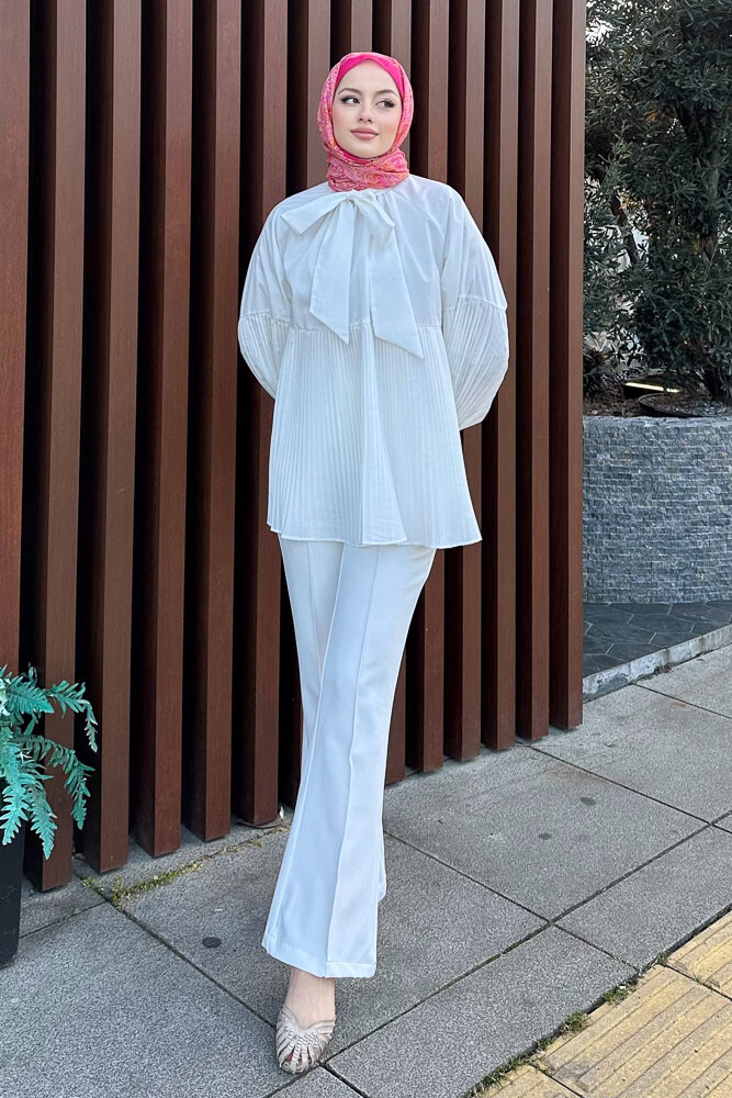 Missy Piliseli Gömlek - Ekru - HENZA (4)