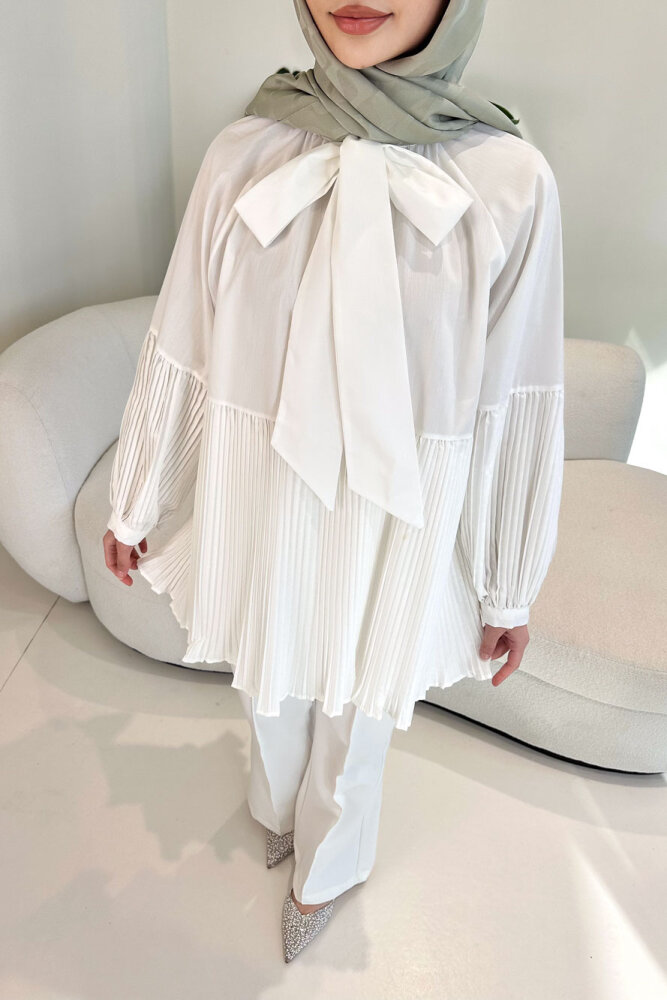 Missy Piliseli Gömlek - Ekru - HENZA (3)