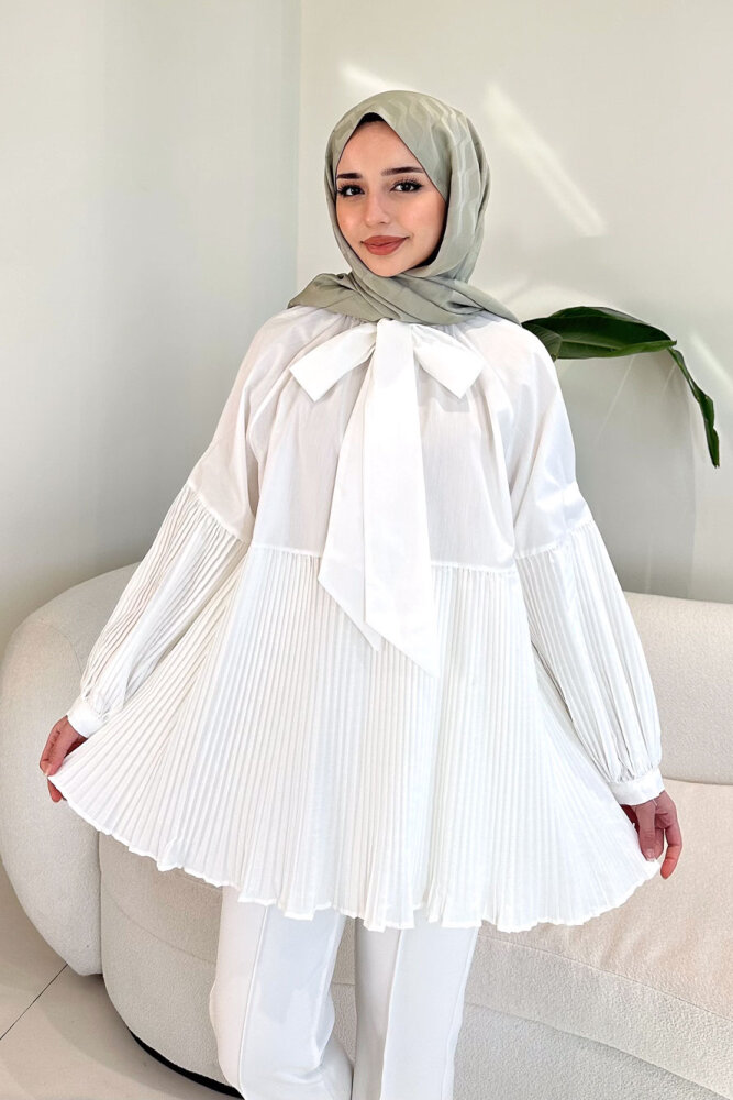 Missy Piliseli Gömlek - Ekru - 2