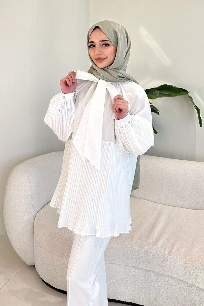 Missy Piliseli Gömlek - Ekru - 1