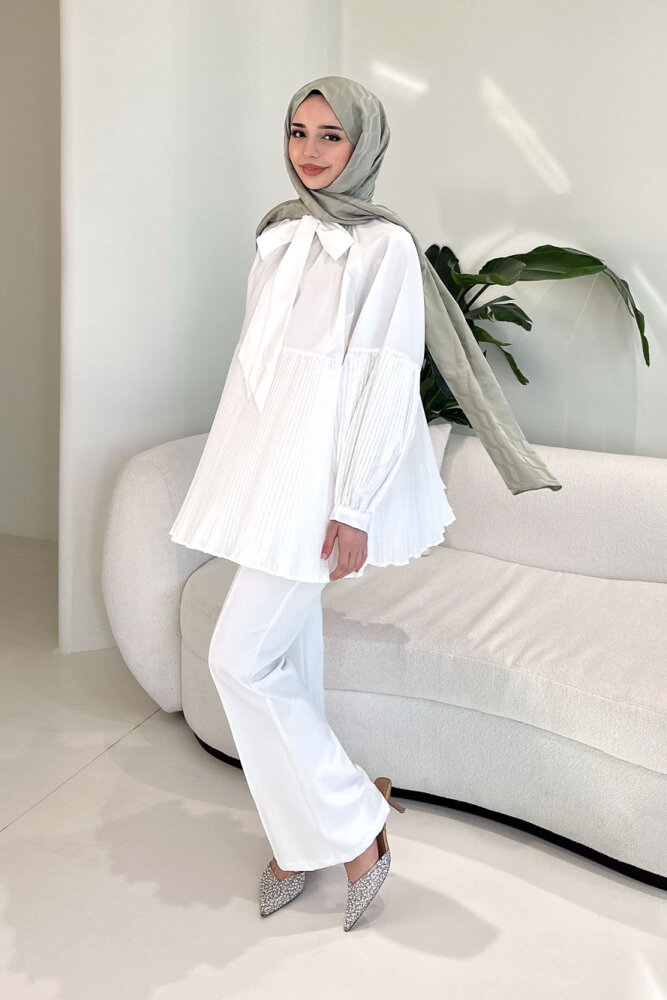 Missy Piliseli Gömlek - Ekru - 5