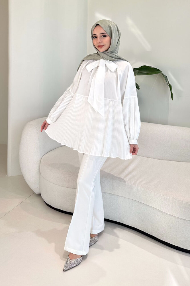 Missy Piliseli Gömlek - Ekru - 3