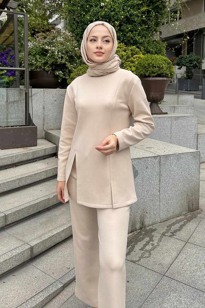 Moon Yırtmaç Detaylı Takım - Bej - 2