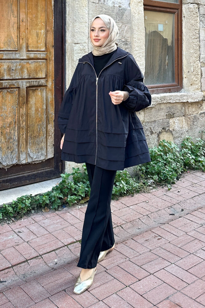 Moss Kapüşonlu Trençkot - Siyah - PUANE (0)