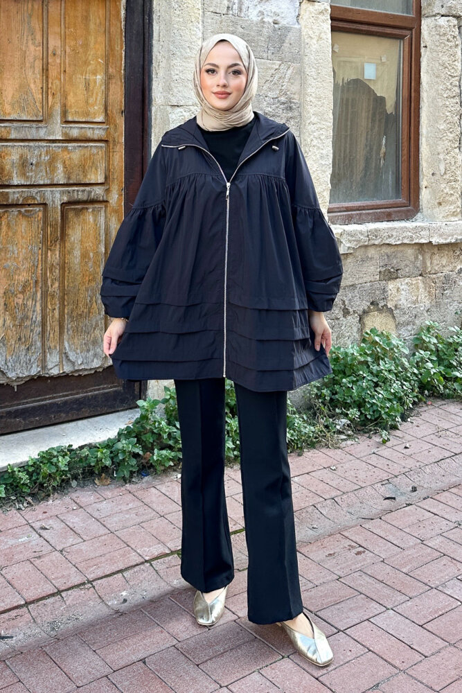 Moss Kapüşonlu Trençkot - Siyah - PUANE (2)