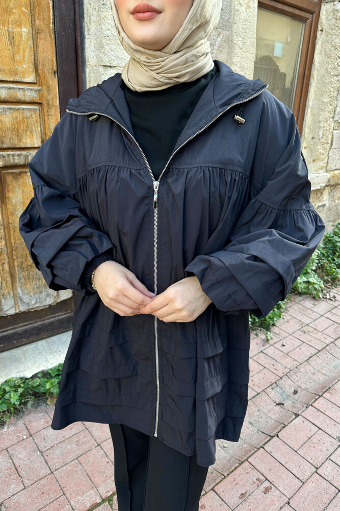 Moss Kapüşonlu Trençkot - Siyah - 8