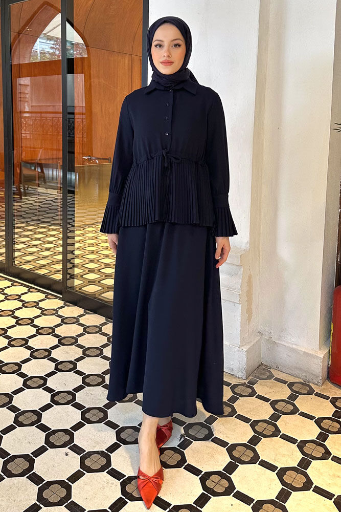 Moxie Piliseli Etek Takım - Lacivert - LİNE (1)