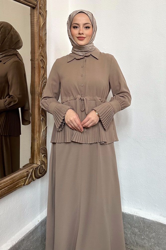 Moxie Piliseli Etek Takım - Vizon - LİNE (5)