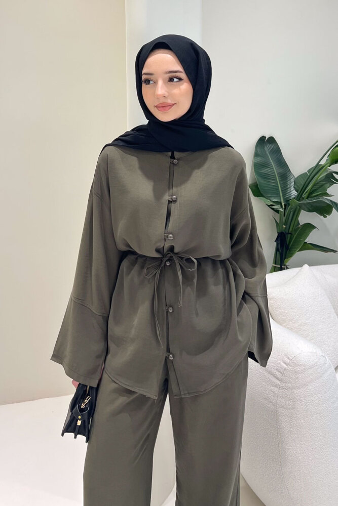 Muana Bağcıklı Takım - Haki - 5