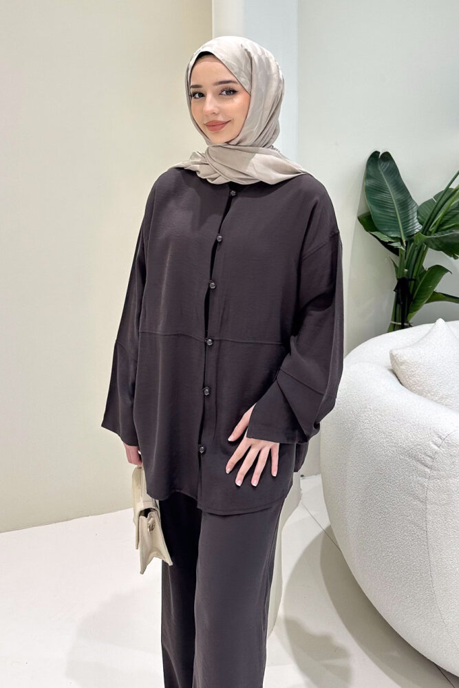 Muana Bağcıklı Takım - Kahverengi - 8