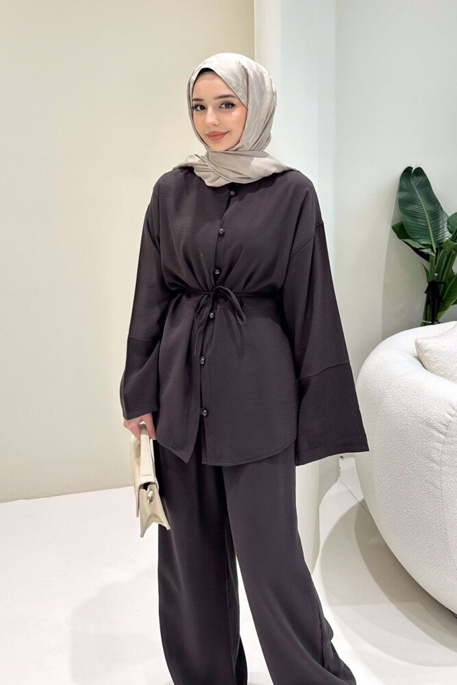 Muana Bağcıklı Takım - Kahverengi - 3