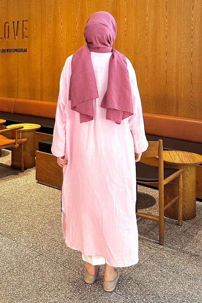 Müslin Uzun Gömlek - Pembe - 8