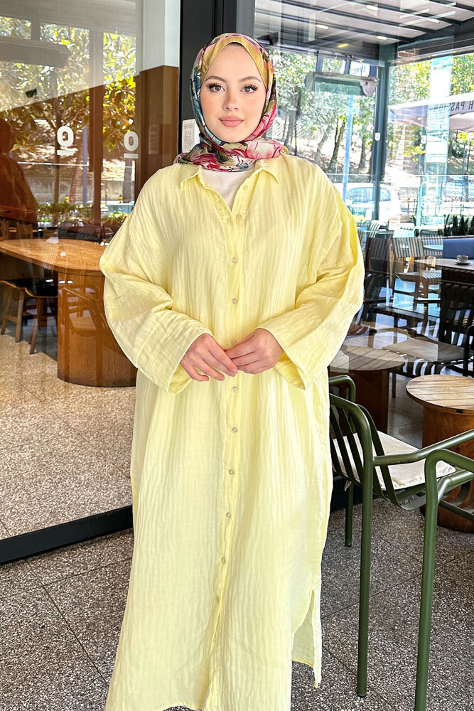 Müslin Uzun Gömlek - Sarı - ENMA (5)