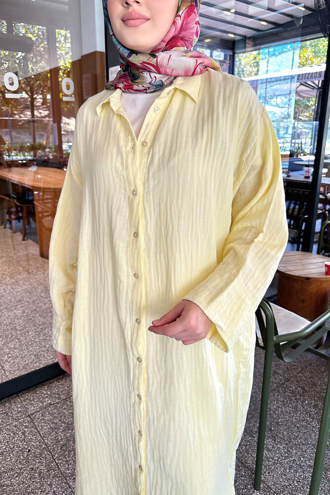Müslin Uzun Gömlek - Sarı - ENMA (4)