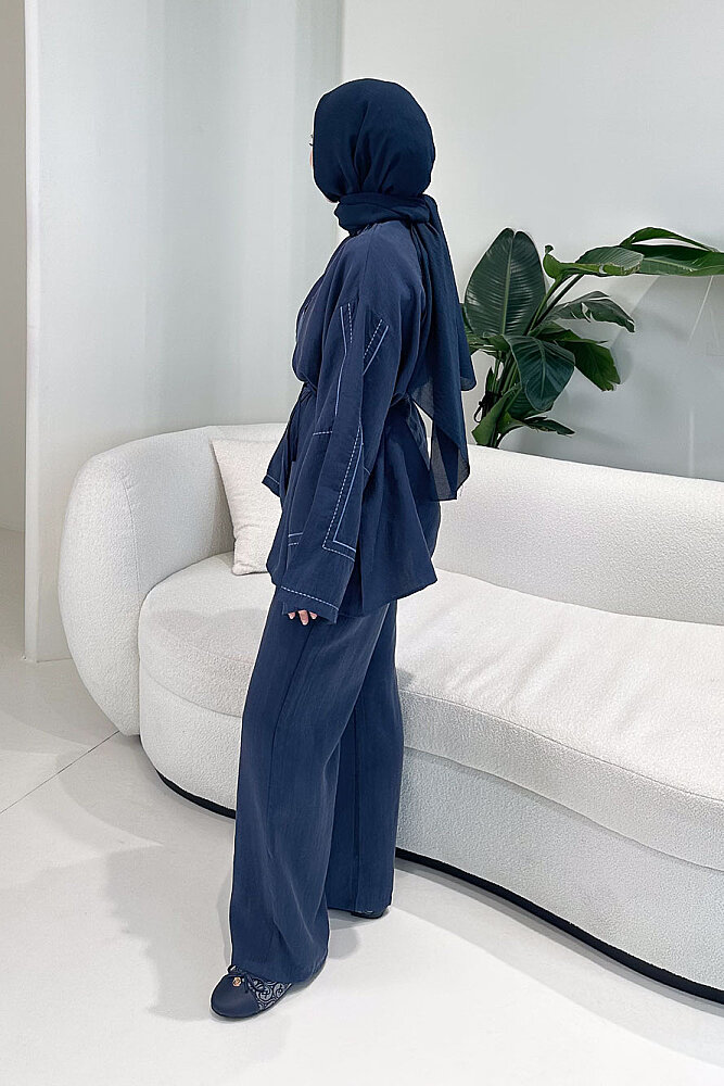 Nakış Detaylı Tesla Takım - Lacivert - ENMA (5)