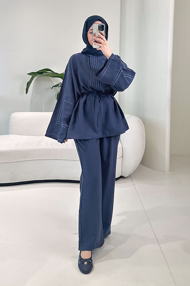 Nakış Detaylı Tesla Takım - Lacivert - ENMA (0)