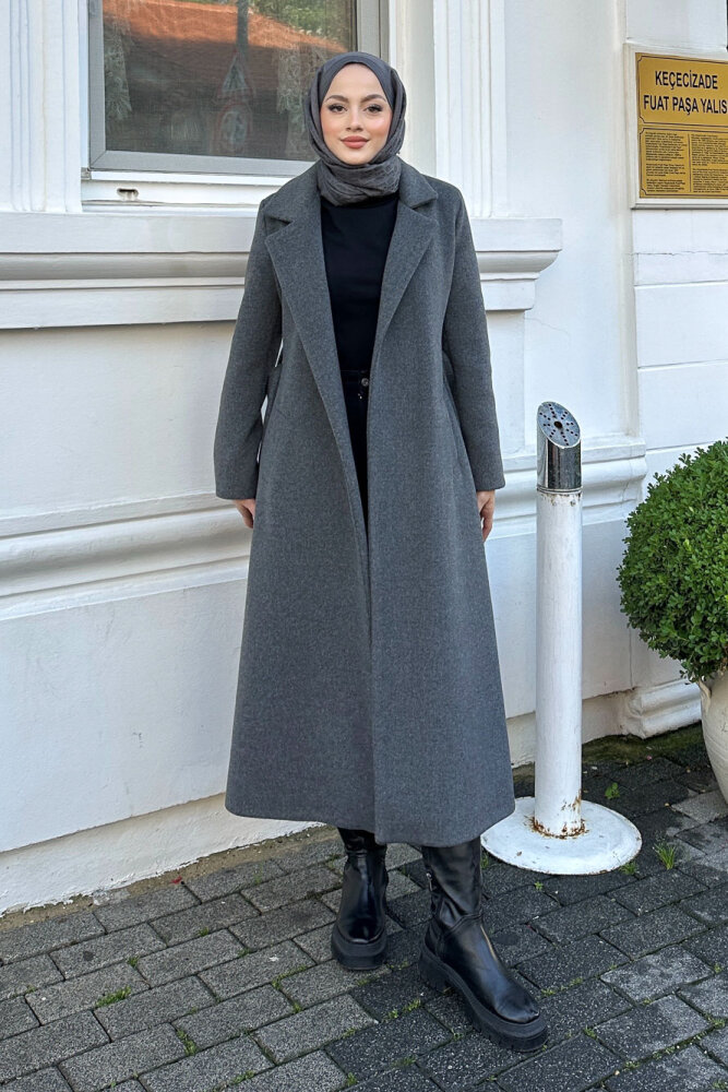 Narin Tam Boy Kaşe Kaban - Antrasit - 4