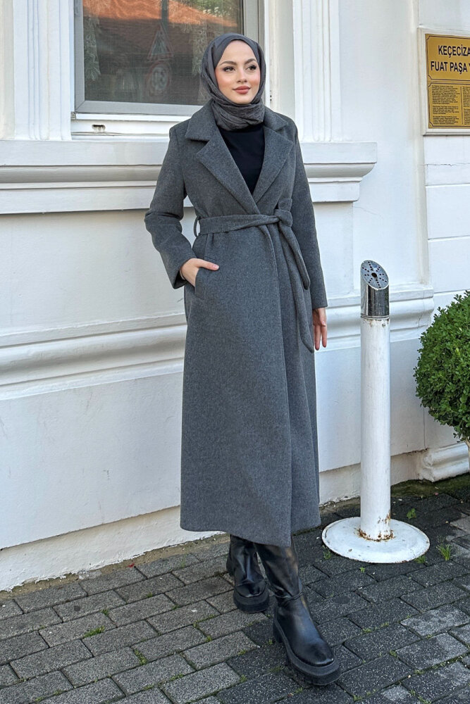 Narin Tam Boy Kaşe Kaban - Antrasit - 7