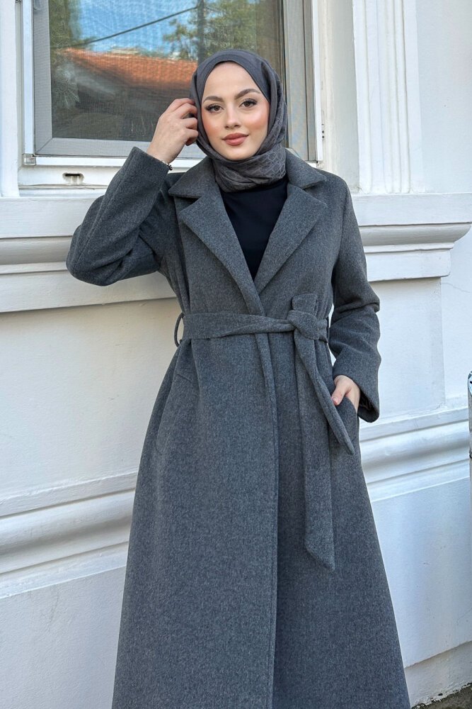 Narin Tam Boy Kaşe Kaban - Antrasit - PUANE (2)