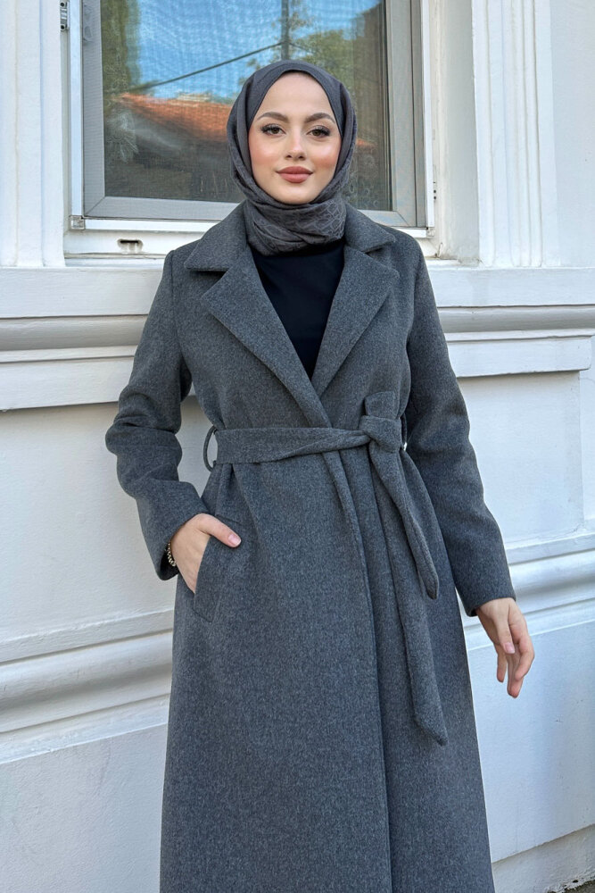 Narin Tam Boy Kaşe Kaban - Antrasit - 5