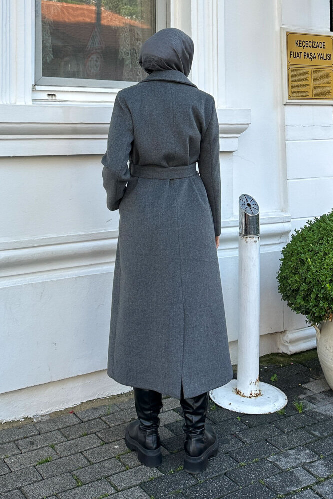 Narin Tam Boy Kaşe Kaban - Antrasit - 8