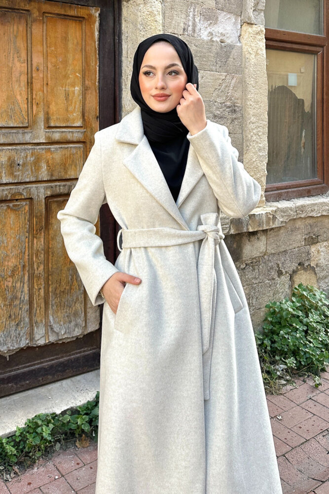 Narin Tam Boy Kaşe Kaban - Bej - 9