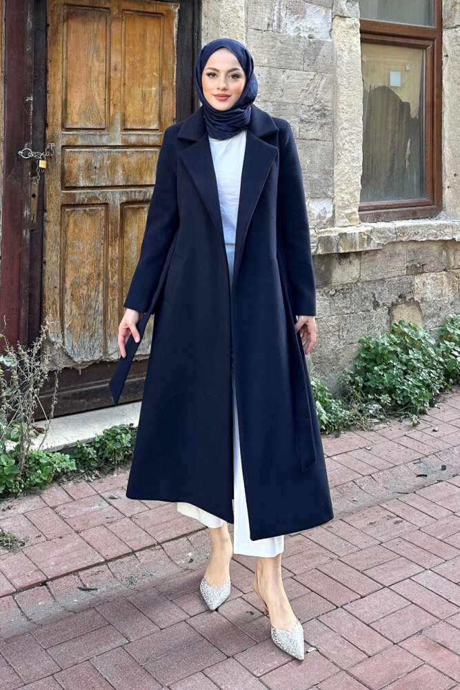 Narin Tam Boy Kaşe Kaban - Lacivert - PUANE (3)