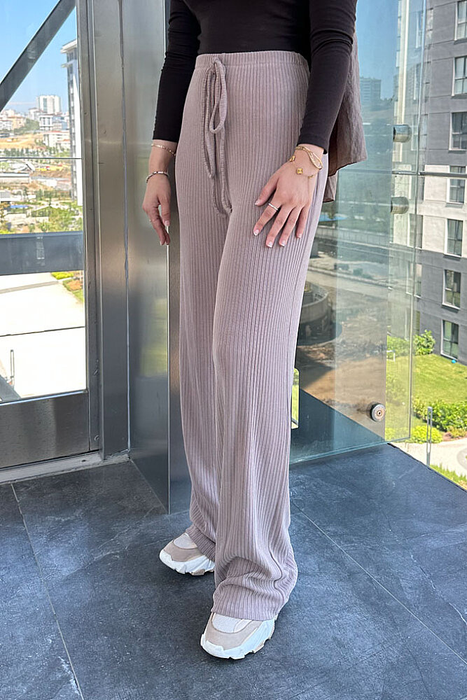 Nevra Fitilli Modal Pantolon - Bej - 3