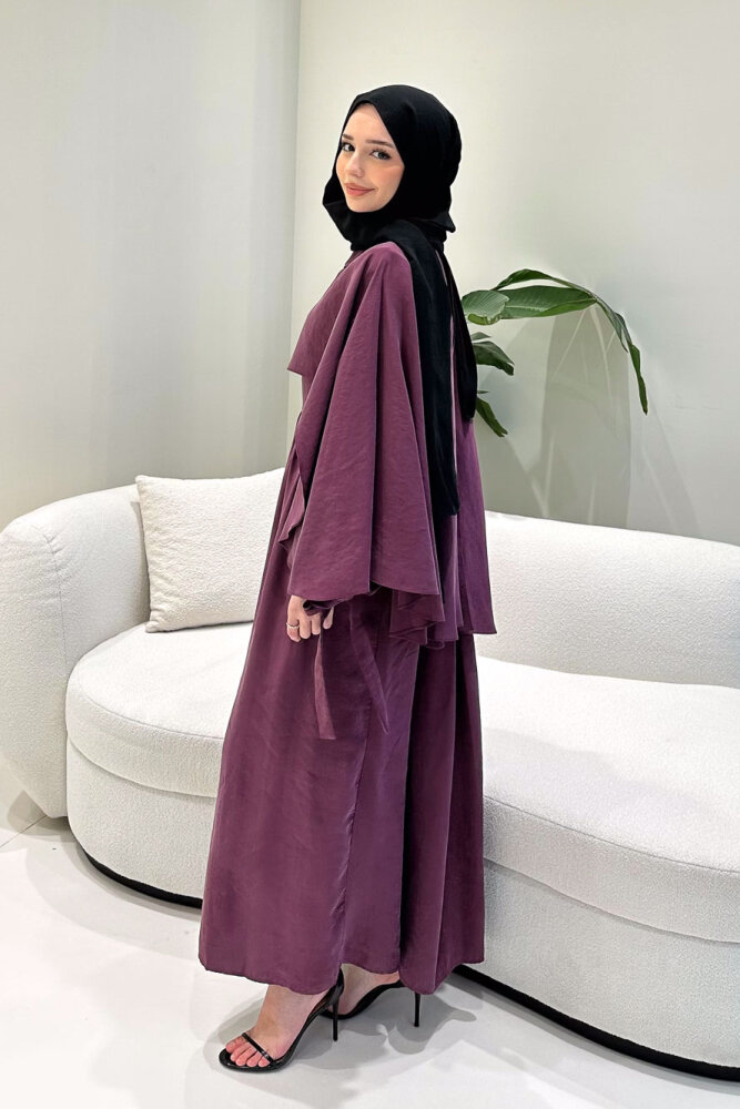 Noemi Pelerinli Elbise - Mürdüm - 9