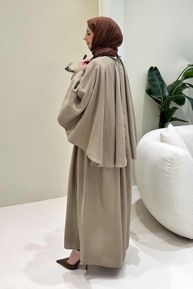 Noemi Pelerinli Elbise - Vizon - 8