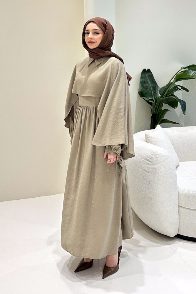 Noemi Pelerinli Elbise - Vizon - LİNE (3)