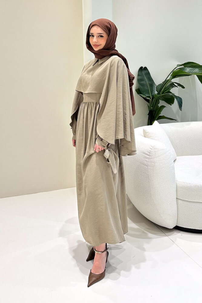 Noemi Pelerinli Elbise - Vizon - LİNE (0)