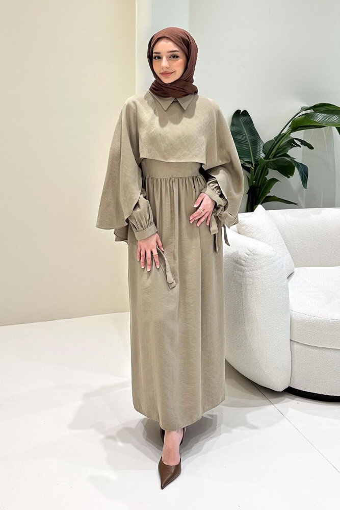 Noemi Pelerinli Elbise - Vizon - LİNE (4)