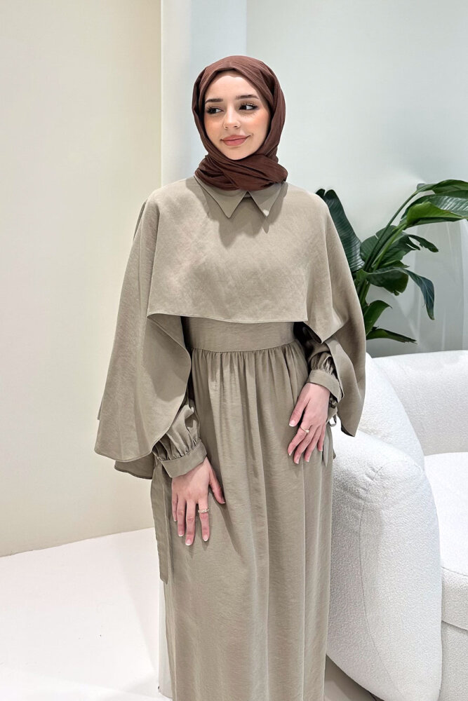 Noemi Pelerinli Elbise - Vizon - LİNE (5)