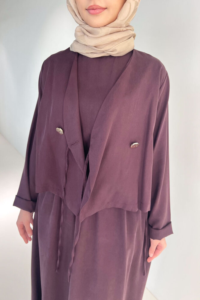 Novera Jileli Elbise Takım - Bordo - 6